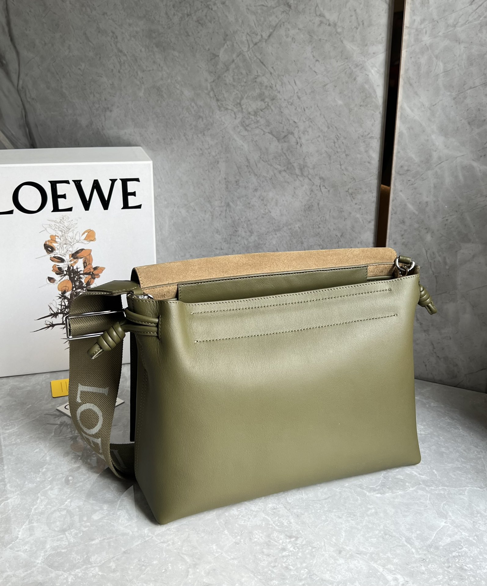 Loewe Flamenco Satchel in Shiny Supple Calfskin Green